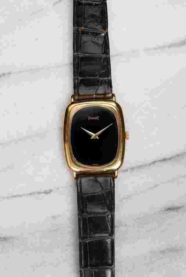 Piaget
                           
                                 Reference 9251 Vintage 1970s Manual Wind 18K Yellow Gold Tank Black Onyx Dial