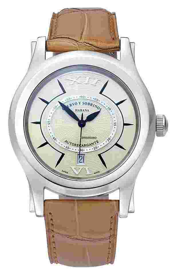 Cuervo y Sobrinos Robusto
                           
                                 Solo Tiempo Automatic Brown Leather Mens Watch 2802.1C