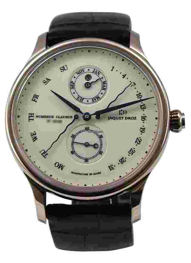 Jaquet-Droz Astrale
                           
                                 Perpetual Calendar Quantieme in White Gold on Black Alligator Leather Strap with White Enamel Dial