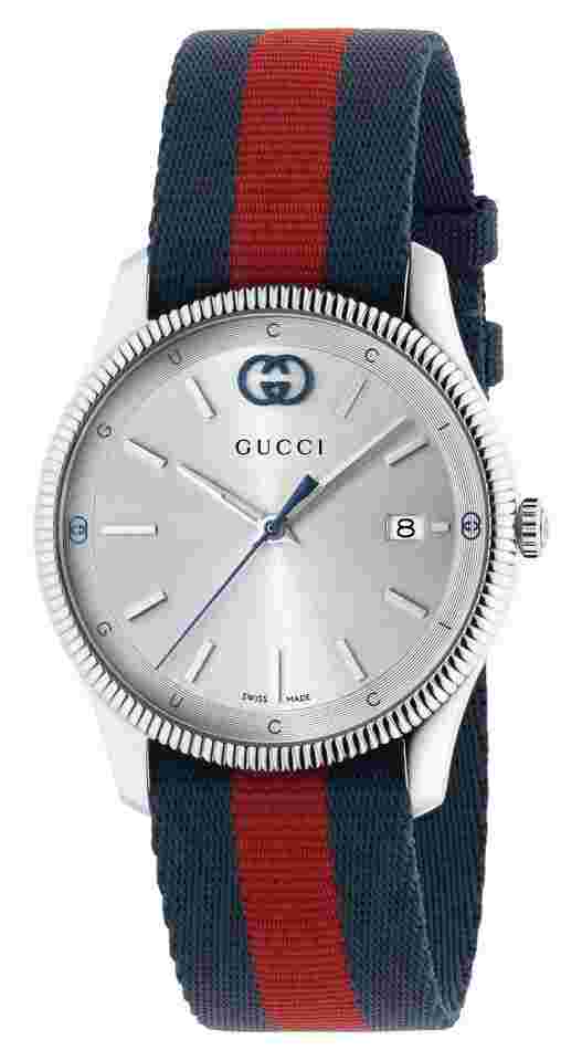 GUCCI G-Timeless Quartz 38MM Silver Dial Nylon Strap