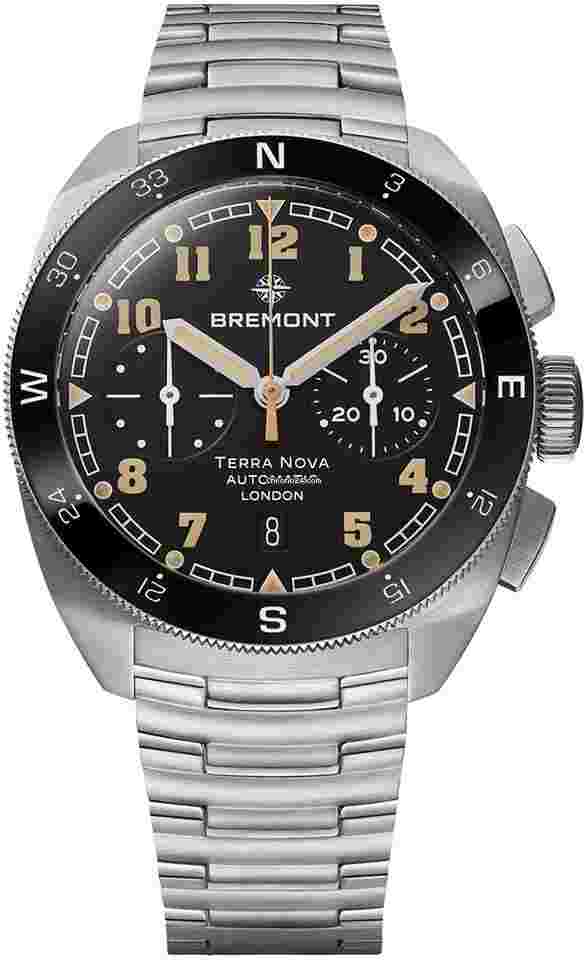 Bremont Terra Nova
                           
                                 TN42-CHR-SS-BK-B Terra Nova 42.5 Chrono Black Dial on Bracelet