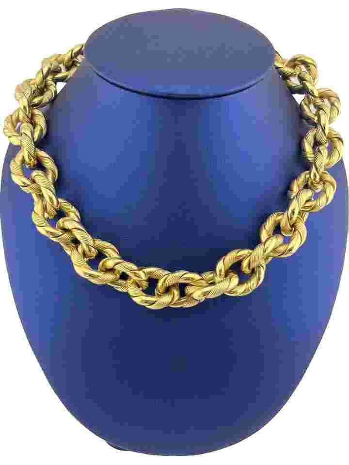 Gioielli Moda Estate Italy 18k Yellow Gold Twisted Oval Rolo Necklace 121 grams