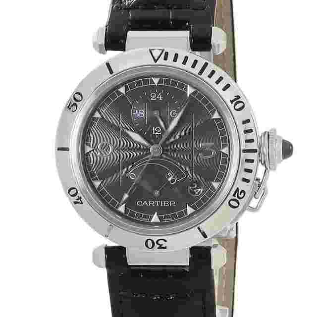 Cartier Pasha
                           
                                 Watches W3105055 Pasha N950 GMT Power Reserve Platinum x Stainless Steel Guilloché