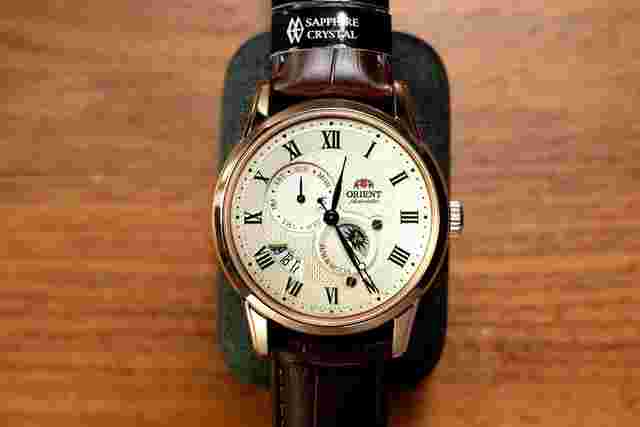 Orient Sun and Moon RN-AK0001S Classic SUN & MOON Brown Men's Watch New in Box