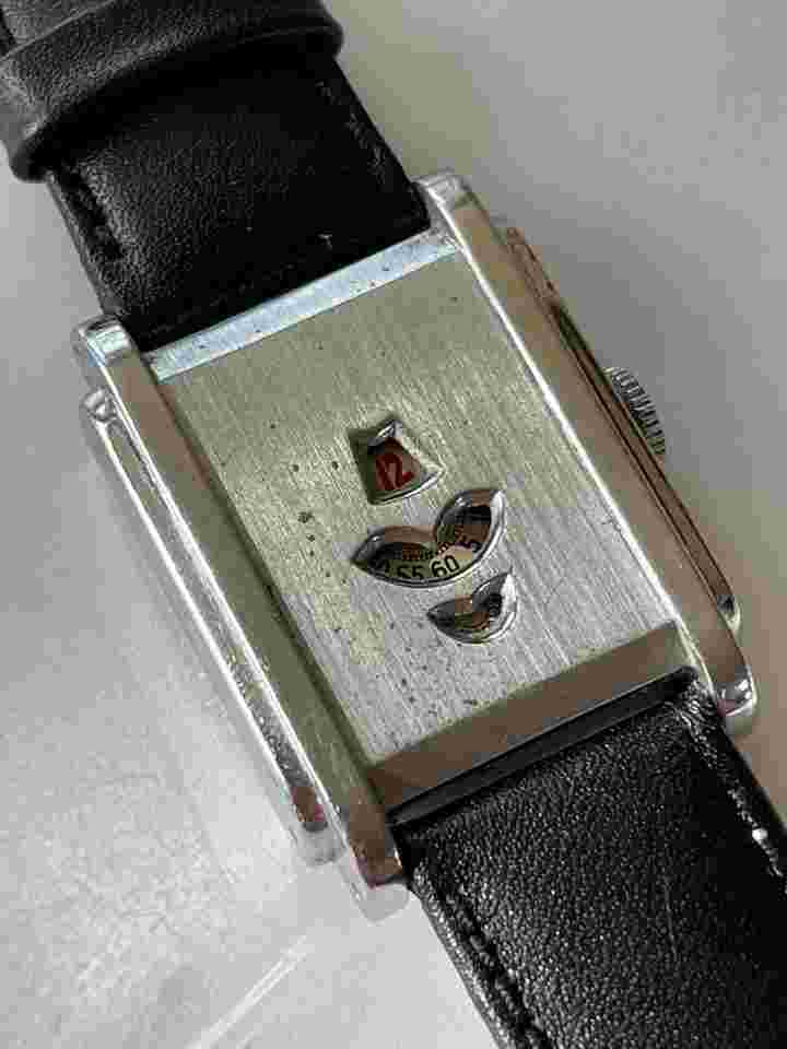 Anonymous Art Deco Digital Jumping Hour Chrome Antique Swiss Made