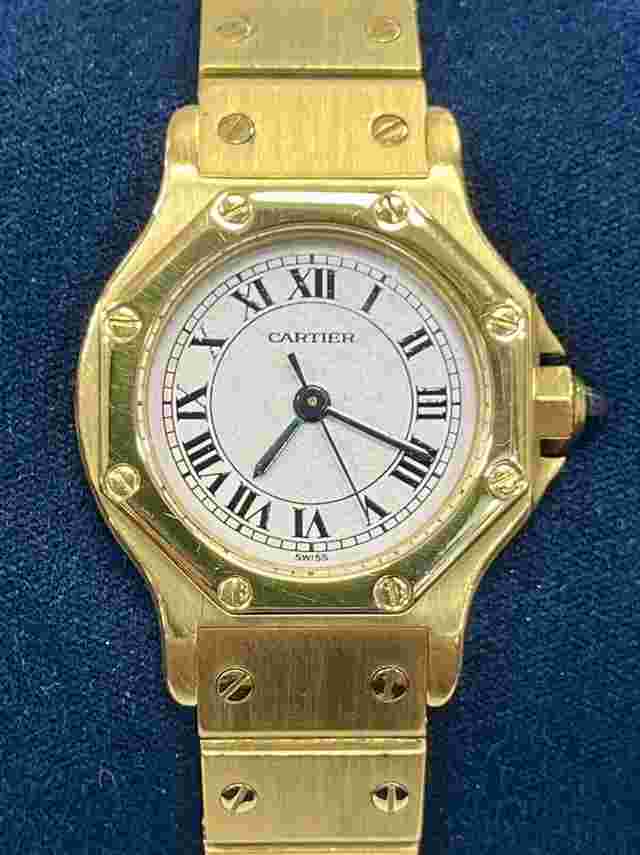 Cartier
                           
                                 Santos Octagon 0906 Yellow Gold Automatic White Dial Ladies Watch 25mm