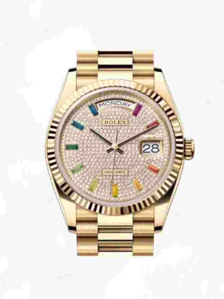 Rolex Day-Date 36
Yellow Gold Rainbow Diamond Dial 128238 (New/Unworn)