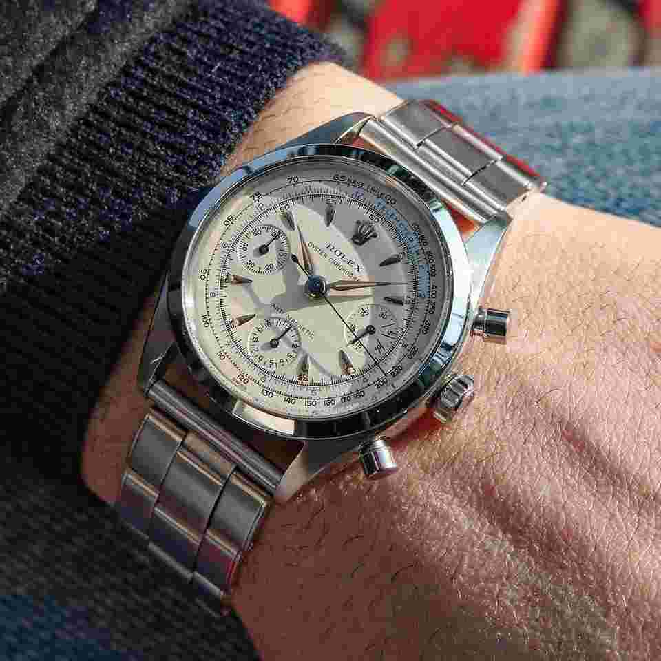 Rolex Chronograph
                           
                                 Pre-Daytona Ref. 6234 Stainless Steel Radium Dial from the year 1956