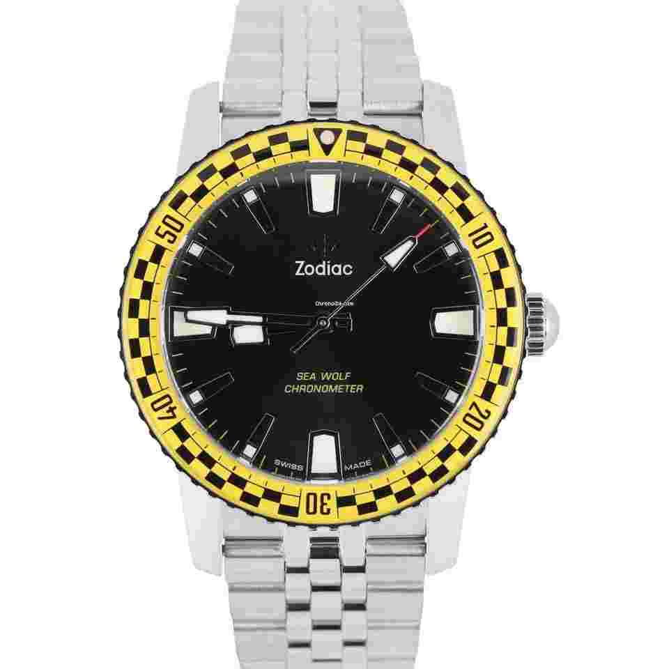 Zodiac Sea Wolf
                           
                                 Rally Yellow Topper Limited Edition Black 40mm ZO9272 Watch BOX