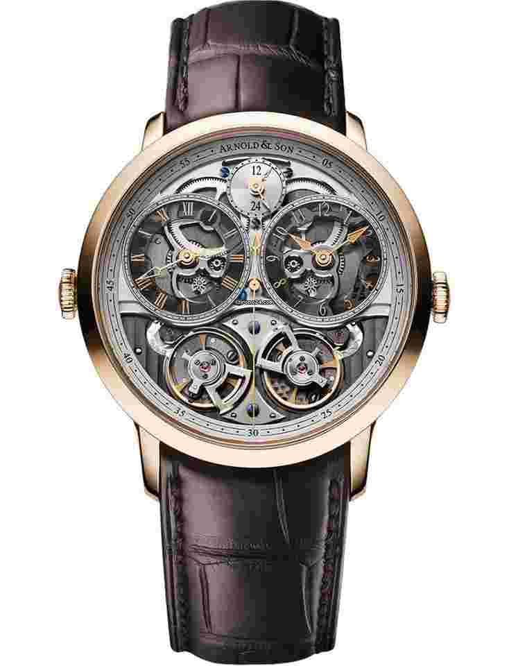 Arnold & Son DBG
                           
                                 and Son DBG Skeleton in Rose Gold - Limited Edition to 30 pieces on Brown Alligator Leather Strap with Skeleton Dial