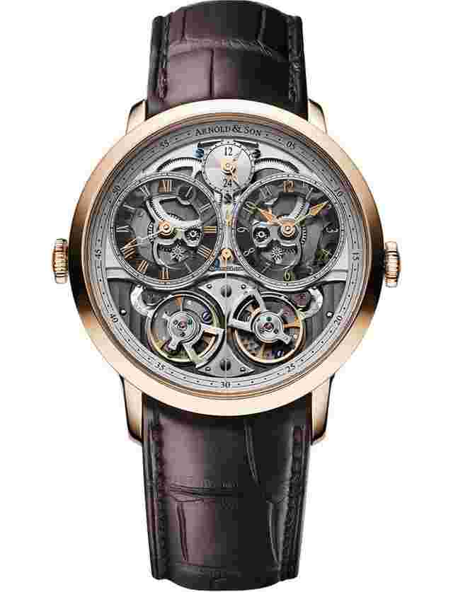 Arnold & Son DBG
                           
                                 and Son DBG Skeleton in Rose Gold - Limited Edition to 30 pieces on Brown Alligator Leather Strap with Skeleton Dial