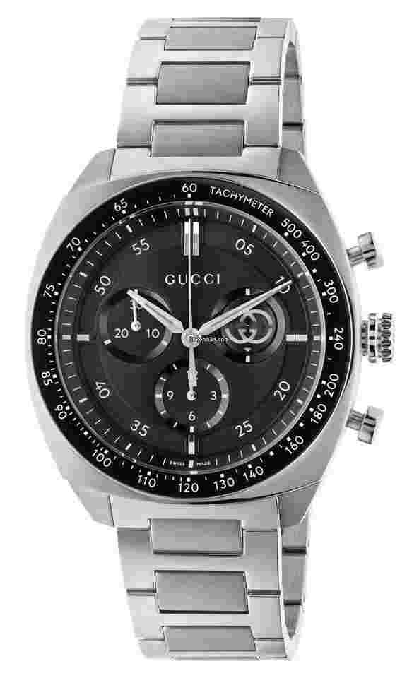Gucci
                           
                                 Interlocking Chronograph Steel Black Dial Quartz Mens Watch YA142316