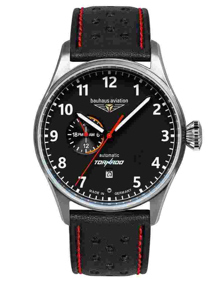 Bauhaus 2764-2 Herren-Fliegeruhr CT-BHA Tornado Automatik Schwarz 