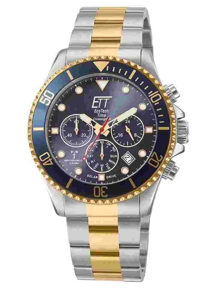 ETT Eco Tech Time EGS-11609-35M Funk-Solar Herren-Chronograph Watersports Bicolor