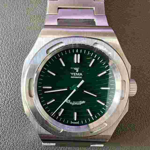Yema Wristmaster Traveller Micro-rotor Limited Edition Rare Yema Wristmaster Traveller with green dial and caliber