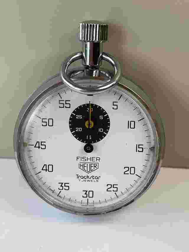 Heuer Fisher Trackstar ref. 603.301 7 J Two Tone Dial Stopwatch Vintage Swiss Made