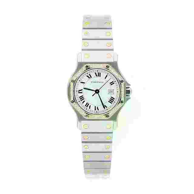 Cartier Santos Ronde Gold Octagon 29mm Women’s Watch with Diamond Bezel