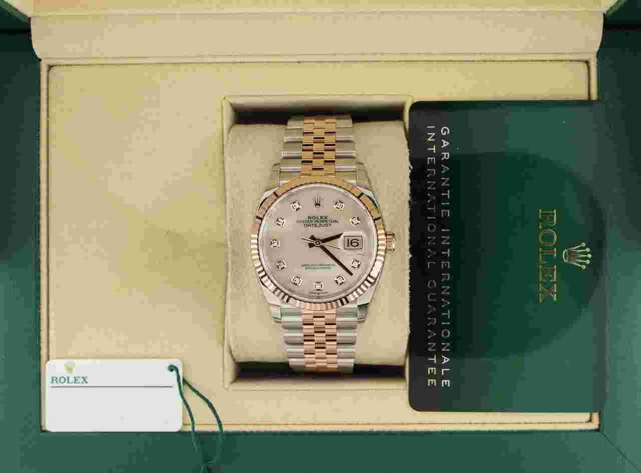 Unworn 2025 Rolex 126231 White MOP Diamond TT Jubilee Rose W Datejust 36mm