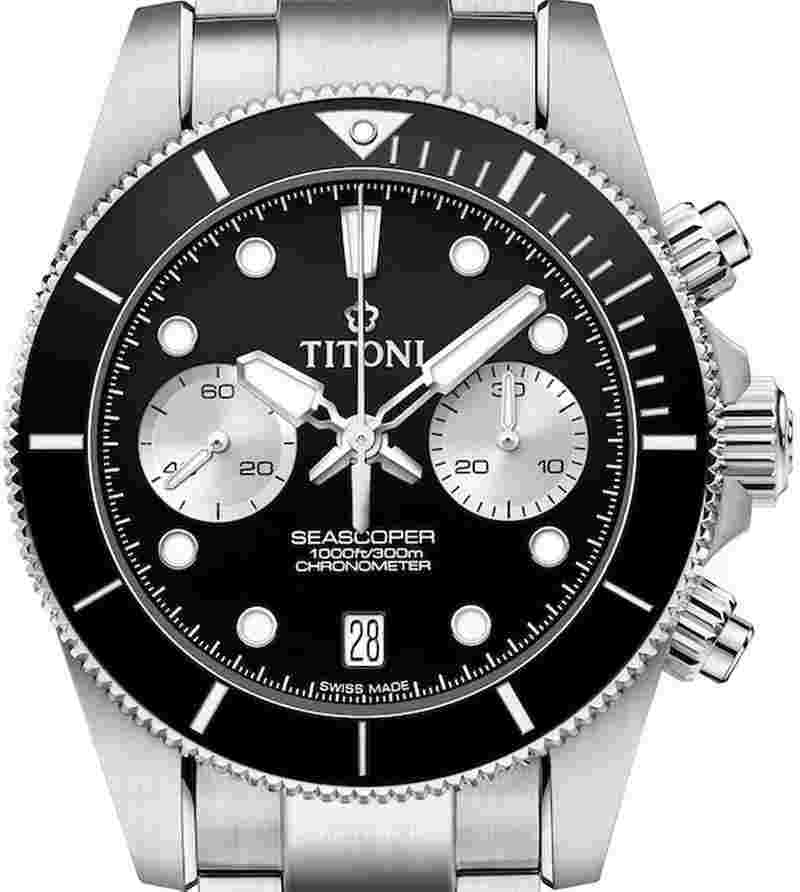 Titoni Seascoper 300 Bi-Compax Chronograph 94300 S-BK-731 