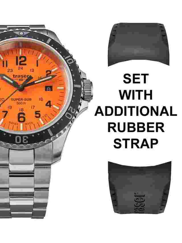 Traser H3 109379 P67 T25 SuperSub Set Orange Herrenuhr 46mm Taucheruhr 50ATM