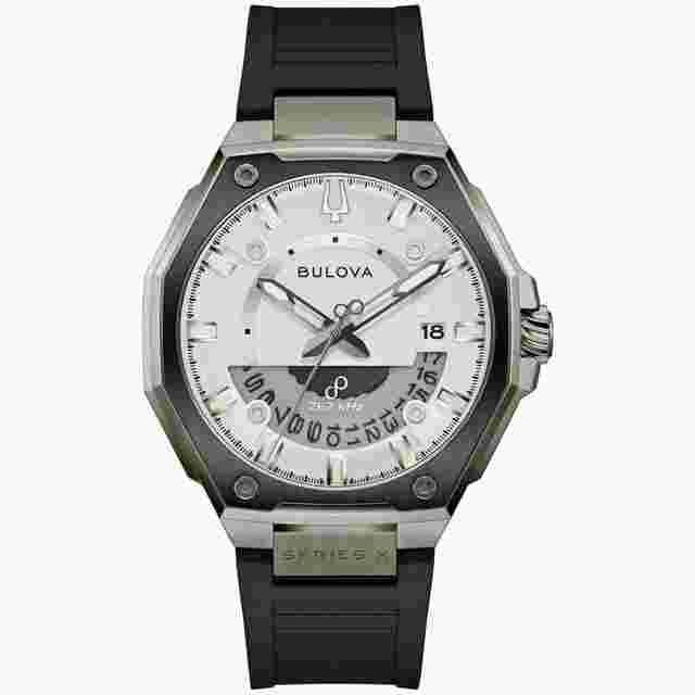 Bulova X-Series Precisionist men's watch 98B457 HPQ movt. 262 kHz 42 mm 100 m WR anti-reflective sapphire crystal Super-Luminova rubber strap