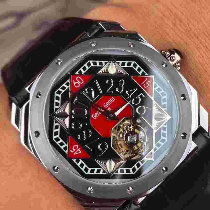 Gérald Genta Octo Bi-Retro Tourbillon Retrograde Hours Platinum automatic watch 43X48MM .OCTO OTR.Y.76 OCTO TOURBILLO