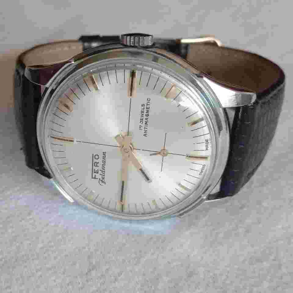Fero Feldman Manual Wind 17 Jewells Antimagnetic NOS Sniper Dial NOS New from Old Stock Swiss Made 