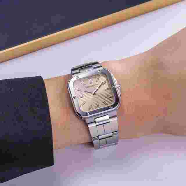 Michel Herbelin Cap Camarat 30x30mm Quartz Champagne Dial Steel Bracelet