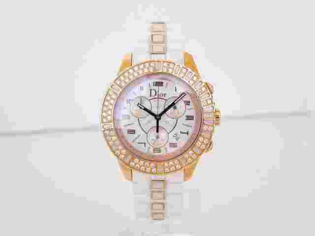 Dior Christal Christian Christal Chronograph 18K Rose Gold Diamonds 38 store display