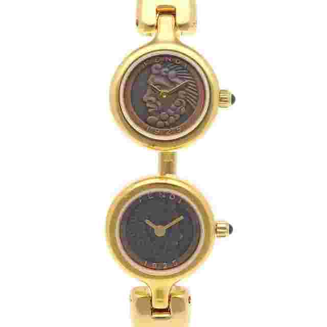 Fendi 2 time zone 620L Bangle watch Gold Plated