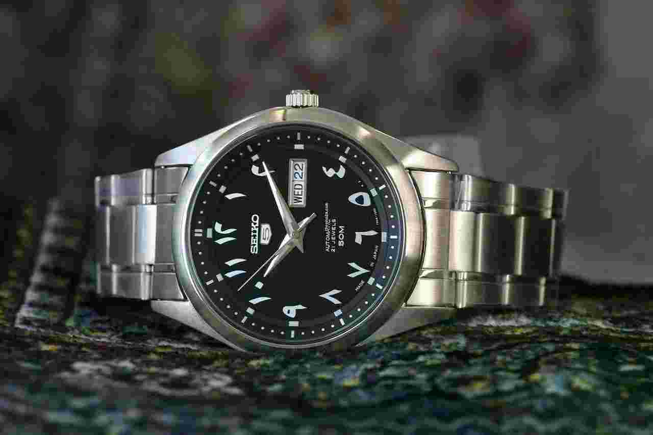 Seiko 5 SNKP21J1 Arabic Dial Made In Japan Stainless Steel Watch 42mm