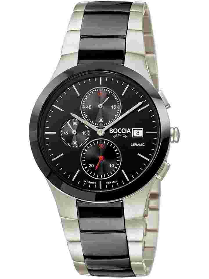 Boccia 3748-01 Herrenuhr Chronograph Keramik Titanium 39mm 5ATM 