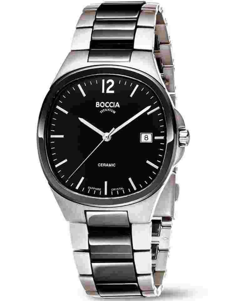 Boccia 3668-01 Herrenuhr Titanium Saphirglas Keramik 38mm 5ATM 