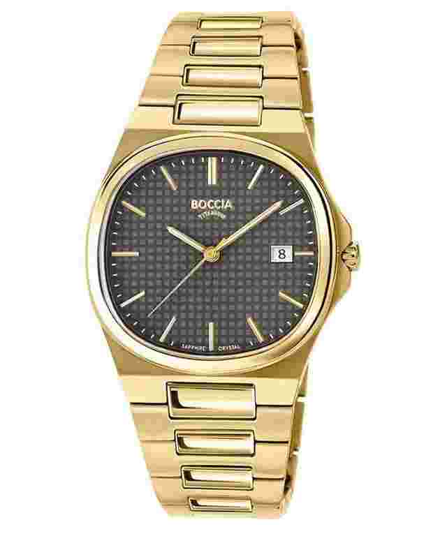 Boccia 3657-06 Herren-Titanuhr mit Saphirglas Goldfarben/Braun