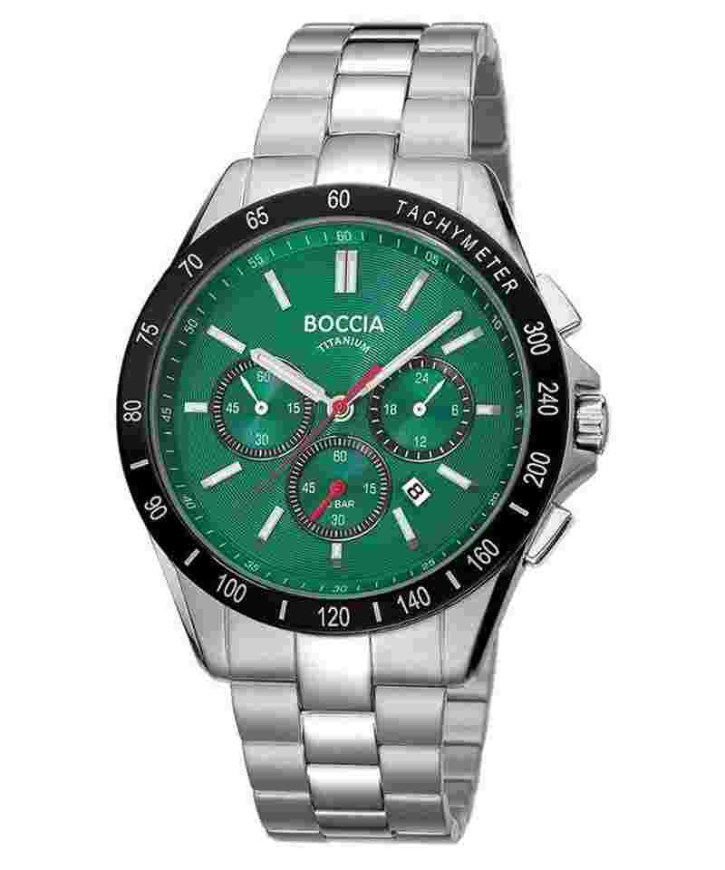 Boccia 3733-02 Herrenuhr Chronograph Titan/Grün 
