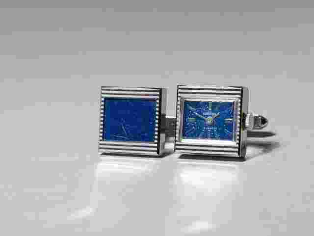 Foska Cuff Links with Watch Blue 