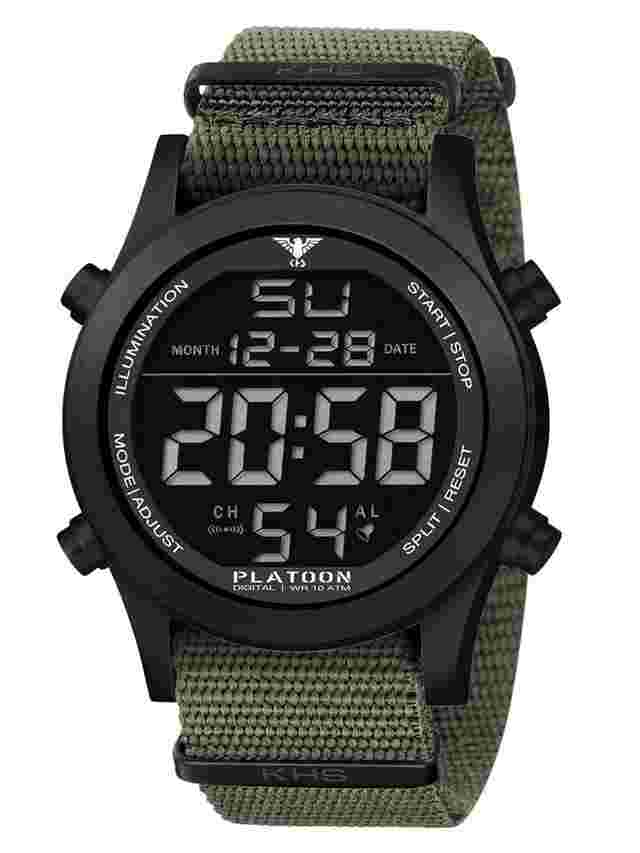 KHS PLABSD.NSGO Armbanduhr Platoon Digital Olivgrün/Schwarz