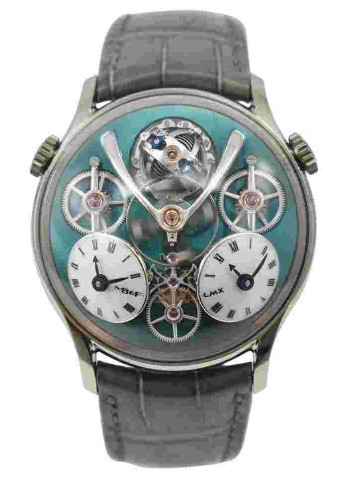 MBandF Legacy Machine LMX in Titanium Limited to 33 on Grey Crocodile Leather Strap with Green Baseplate Missing Outer Sleeve and Outer Box