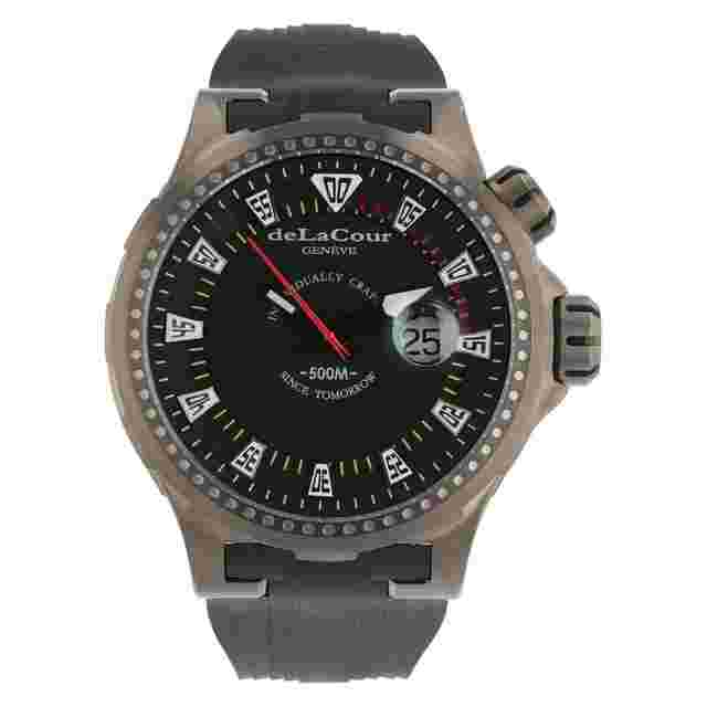 DeLaCour Promess Titanium Black Dial 48mm Automatic Movement Mens Watch 600049