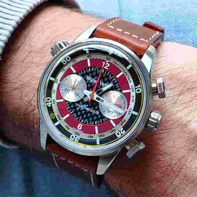 Wyler Vetta Jumbostar MV Agusta 40mm Red-Carbon Leather Strap Extra Steel Bracelet - Limited Edition 80 Pieces