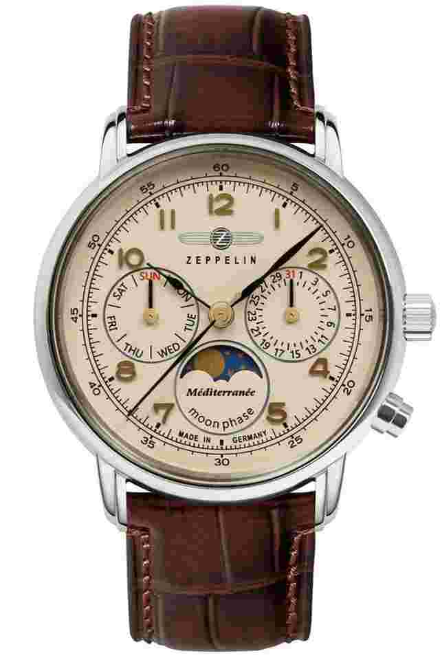 Zeppelin 9637-5 Damenuhr 100 Jahre Méditerranée Mondphase Braun