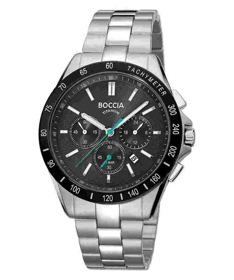 Boccia 3733-03 Herrenuhr Chronograph Titan/Schwarz 