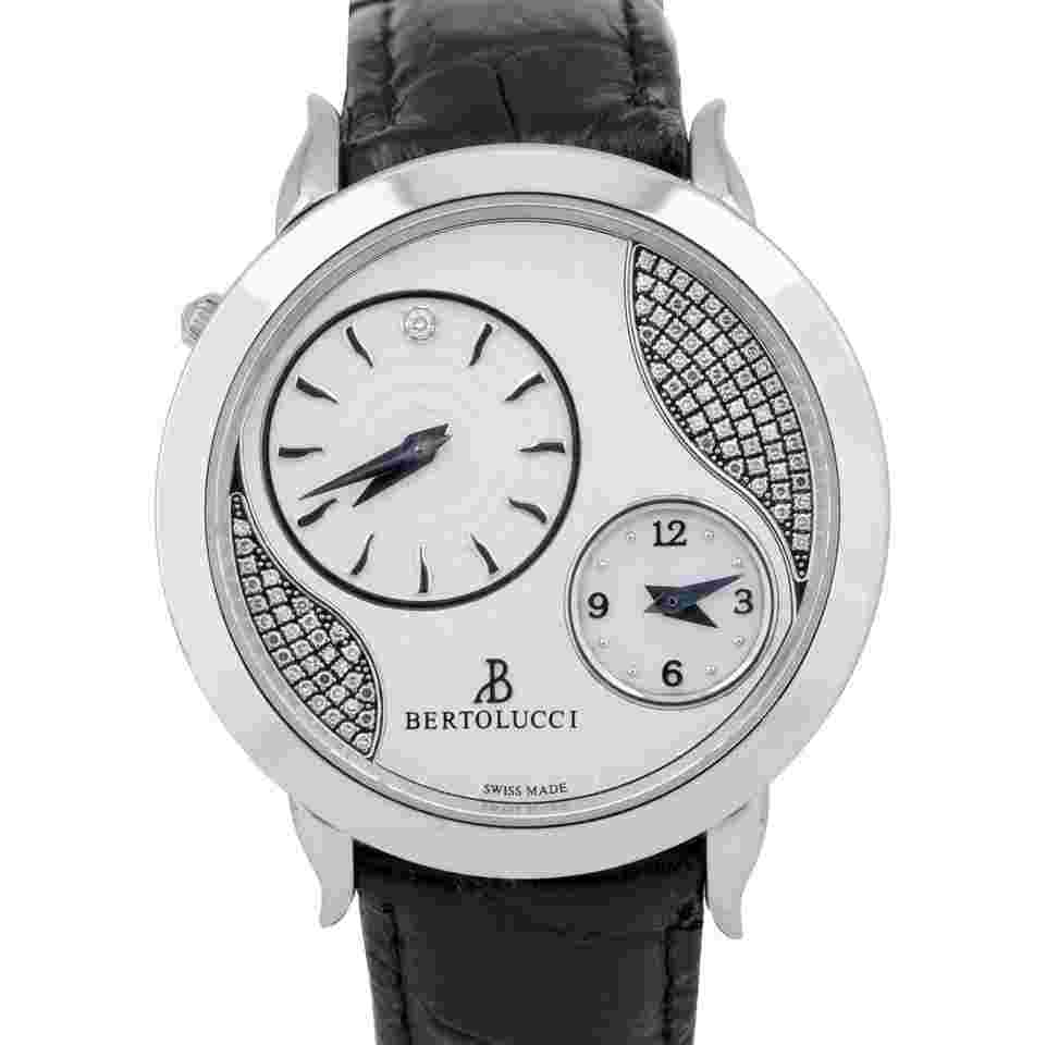Bertolucci 1213 Volta Mother of Pearl Diamond 42mm Steel Leather Quartz Watch