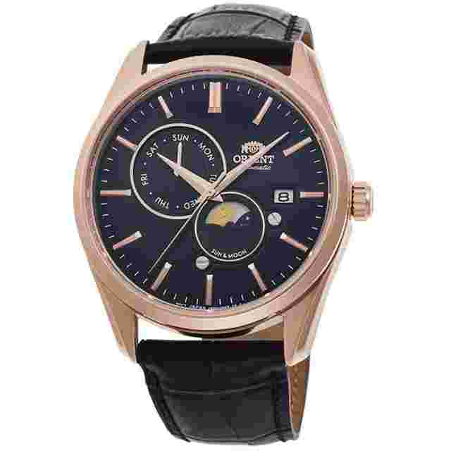 Orient Sun and Moon SUN&MOON analog Mechanical leather strap watch RN-AK0304B