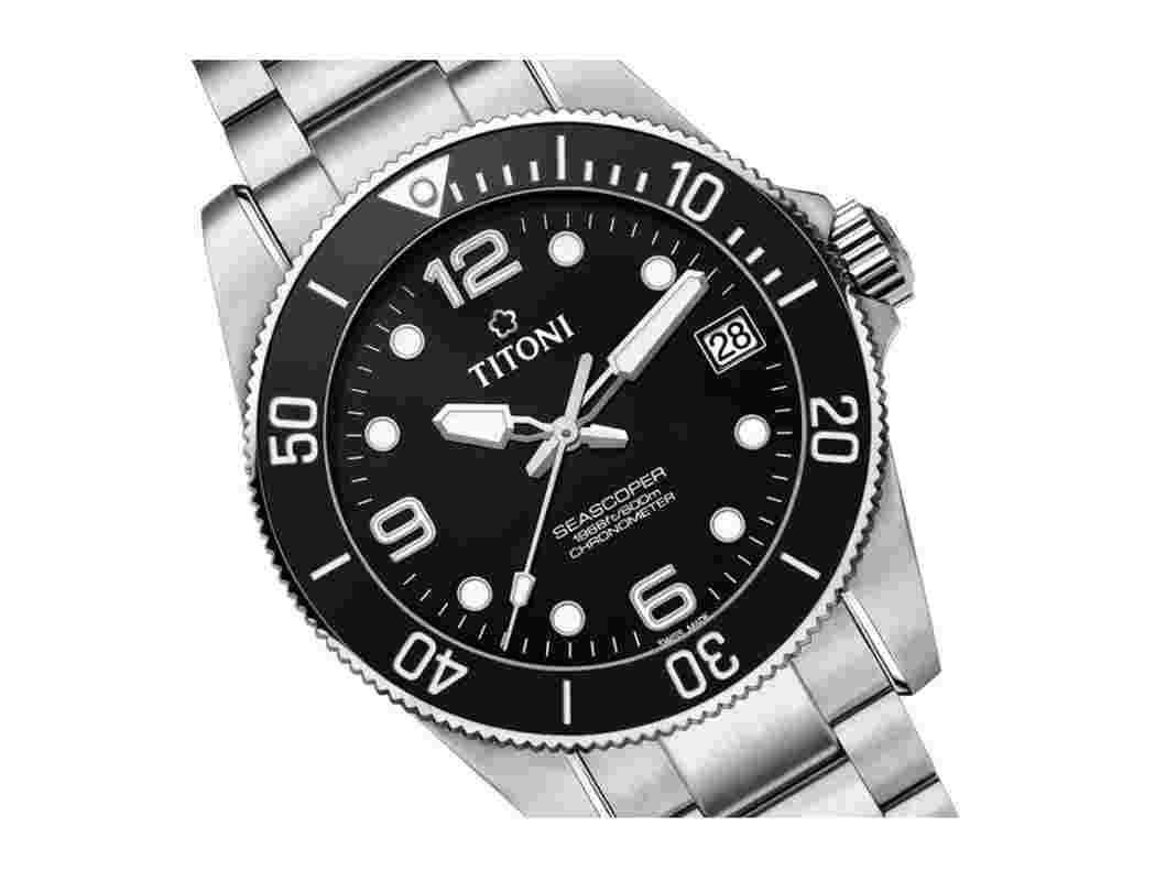 Titoni Seascoper Black New Full Set Warranty Official dealer 
