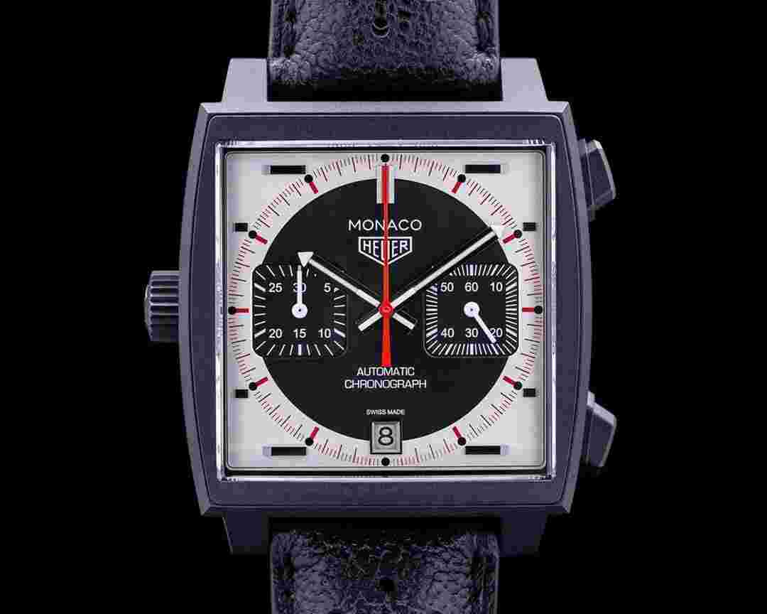 TAG Heuer Monaco Chronograph Stopwatch DLC Titanium Black Silver Dial