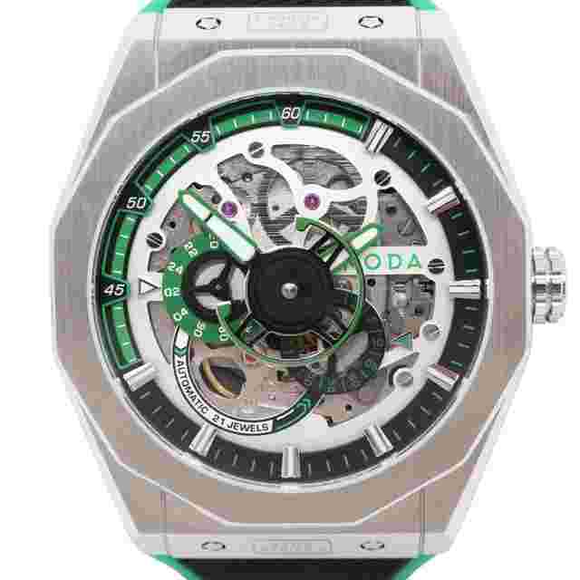 Noda Aero Series-1 43MM Stainless Steel Green Skeleton Dial Automatic Watch 