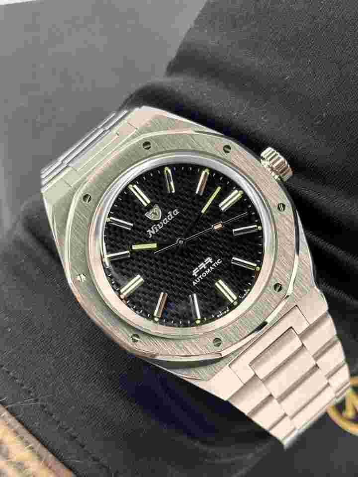 Nivada Grenchen F77 Black No Date OFFICIAL DEALER New Full Set Warranty Official dealer