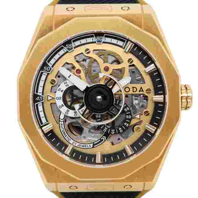 Noda G75 Skygold Limited Edition 43MM Gold Skeleton Dial Automatic Watch 
