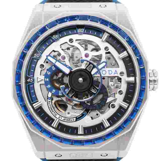 Noda Aero Series-1 43MM Steel CZ Blue Skeleton Dial Automatic Watch 